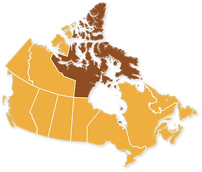 Map of Canada with Nunavut Highlighted